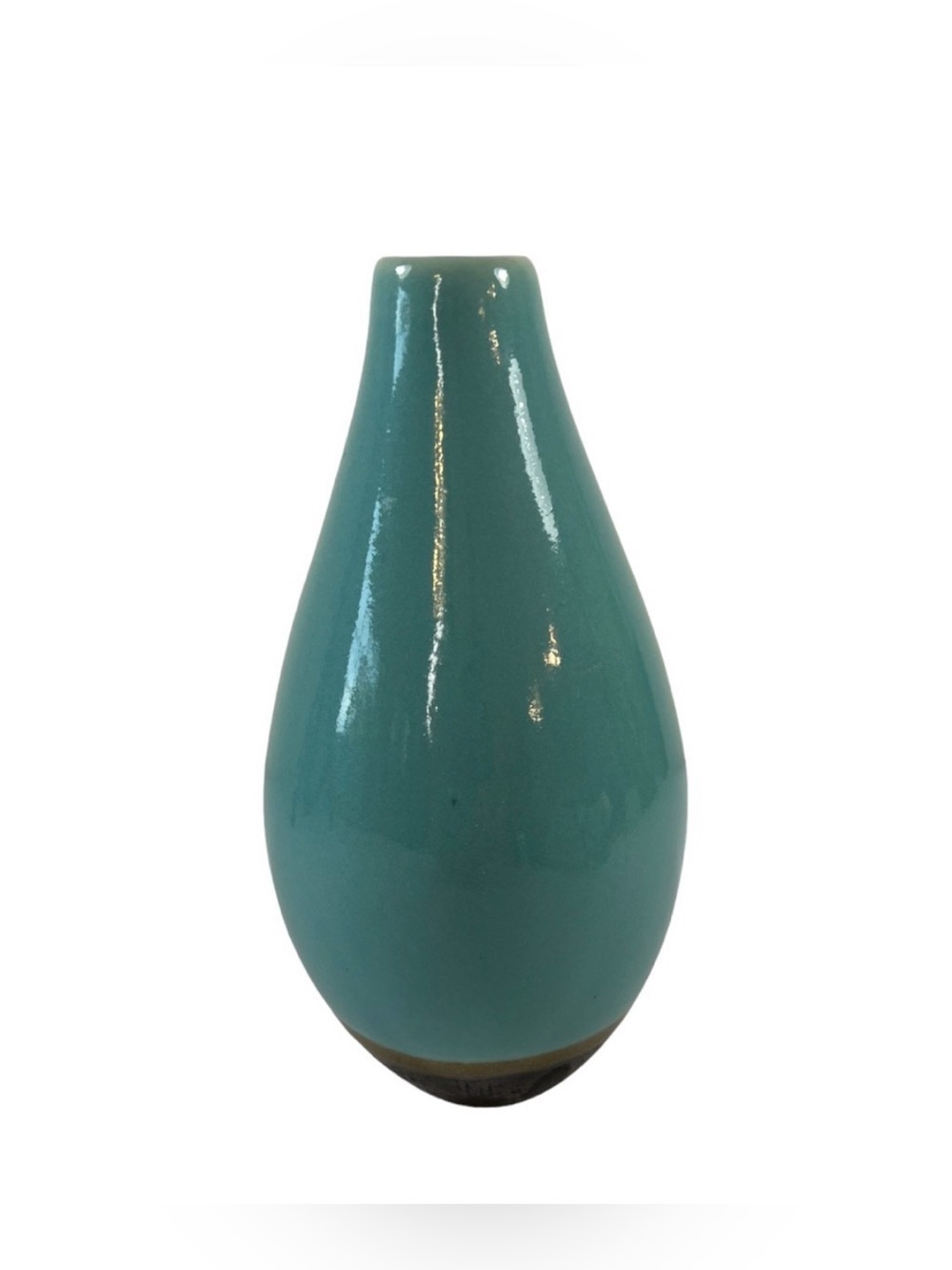 Exquisite Petite Turquoise Vase with an Ovoid form with peaked mouth in ceramic